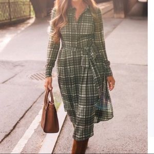Gal Meets Glam Green Plaid “Jessie” Shirtdress
